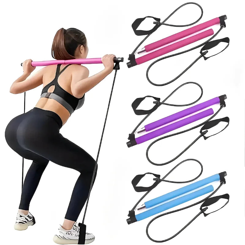 Barre de Yoga Pilates Portable avec Bandes de Résistance