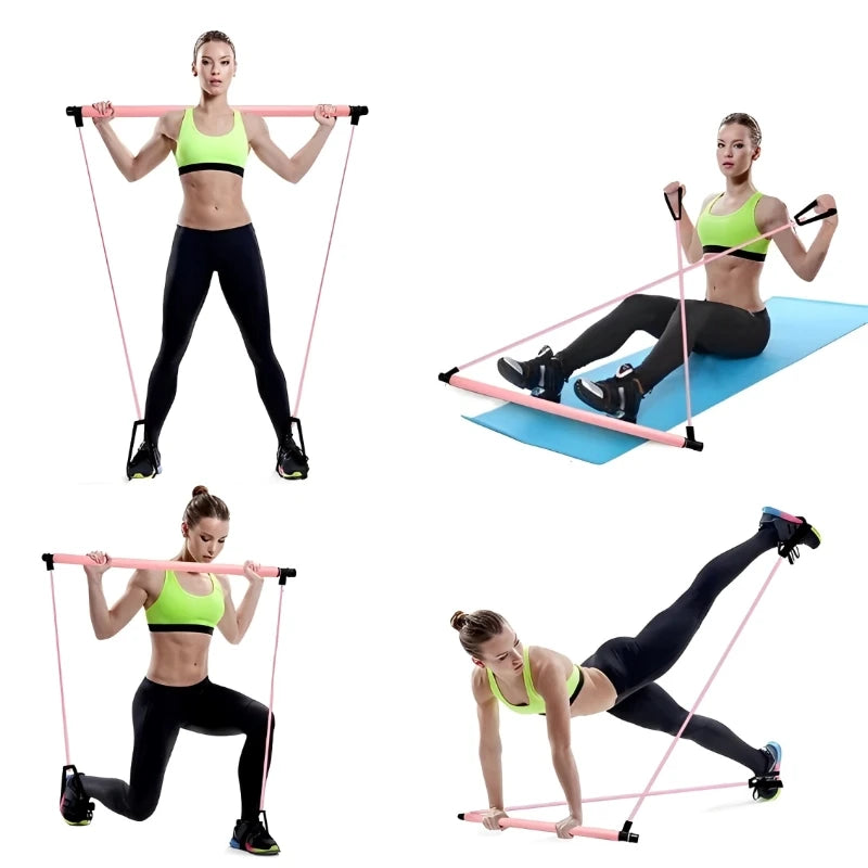 Barre de Yoga Pilates Portable avec Bandes de Résistance