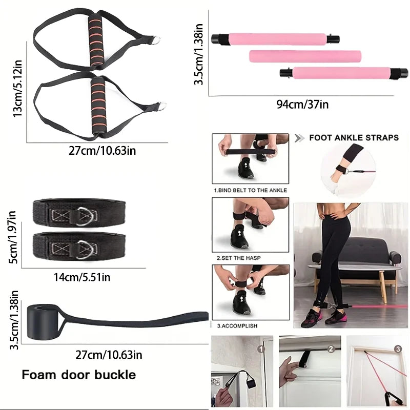 Kit de Tension de Pilates Portable avec Bandes de Résistance en Latex