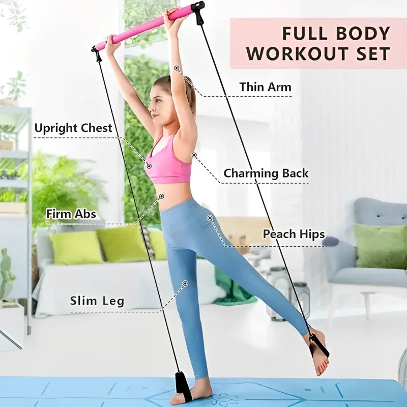 Barre de Yoga Pilates Portable avec Bandes de Résistance