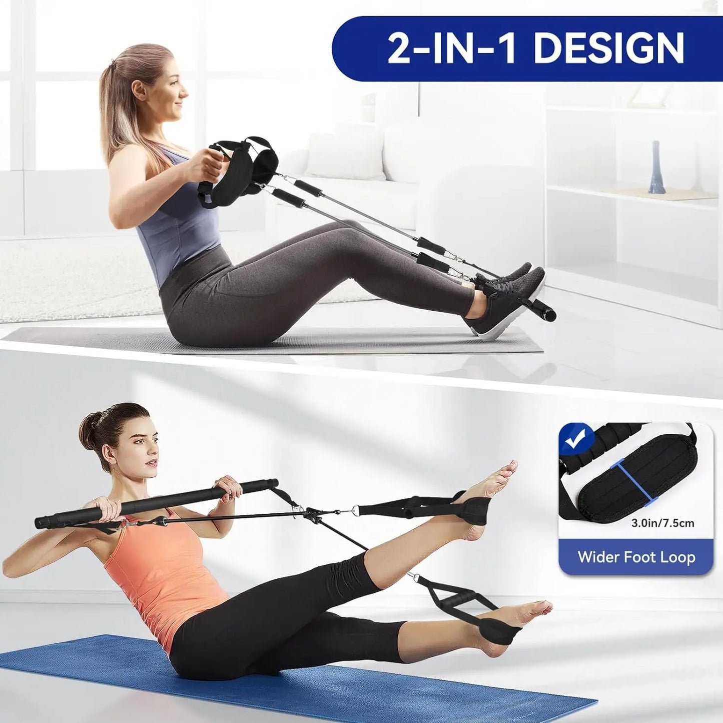 Kit de Tension de Pilates Portable avec Bandes de Résistance en Latex