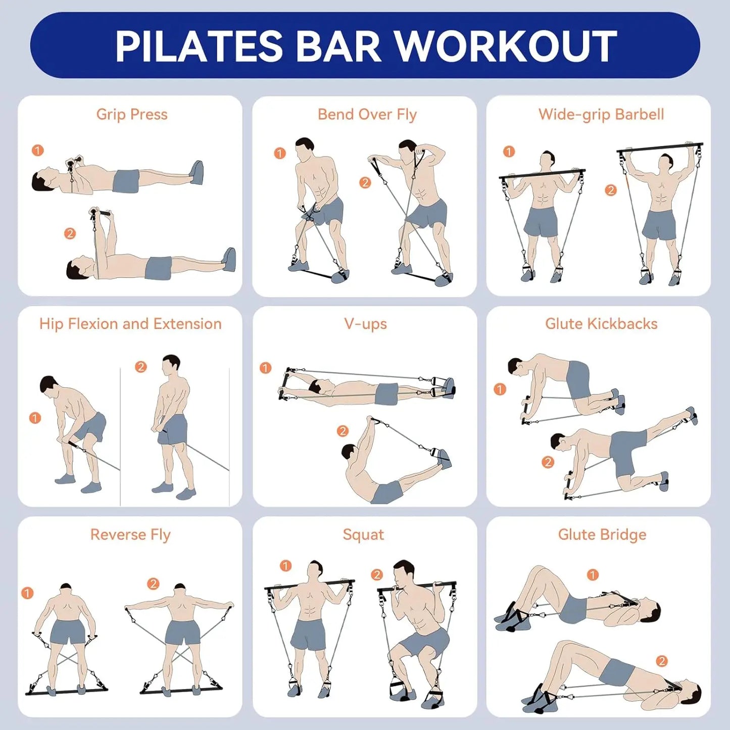 Kit de Tension de Pilates Portable avec Bandes de Résistance en Latex