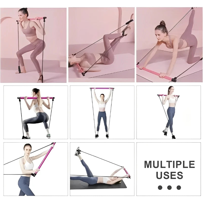 Barre de Yoga Pilates Portable avec Bandes de Résistance