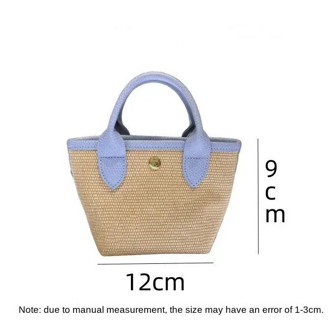 Sac en paille tressé - Sac bandoulière mini - Sac à broderie - Sac seau épaule pour femmes