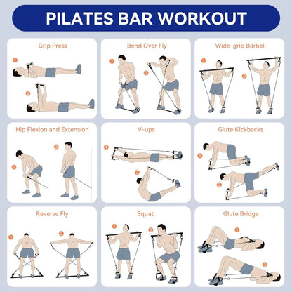 Kit de Tension de Pilates Portable avec Bandes de Résistance en Latex